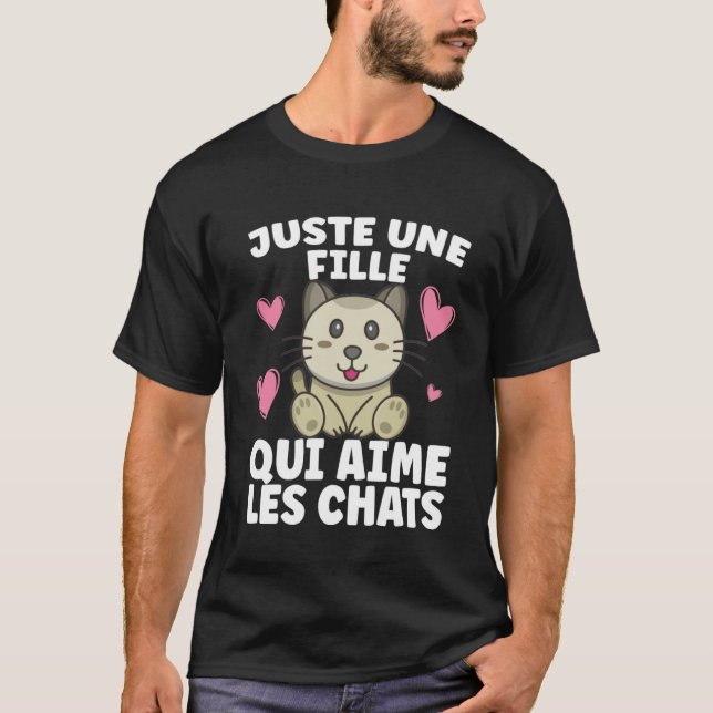 Camiseta Juste Une Fille Qui Aime Les Chats (Anverso)