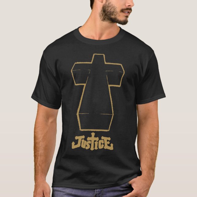 Camiseta Justice Electro Music Golden Cross  T-Shirt (Anverso)