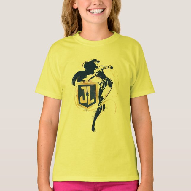 Camiseta Justice League | Wonder Woman & JL Icon Pop Art (Anverso)
