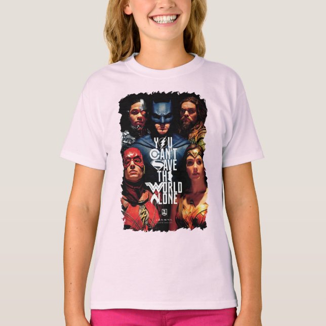 Camiseta Justice League | You Can't Save The World Alone (Anverso)