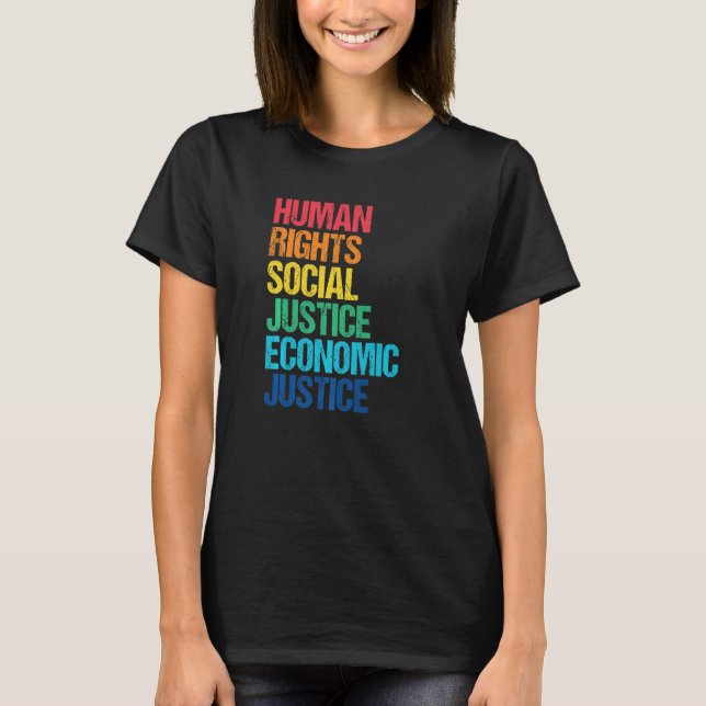 Camiseta Justicia Económica Derechos Humanos Libertad socia (Anverso)