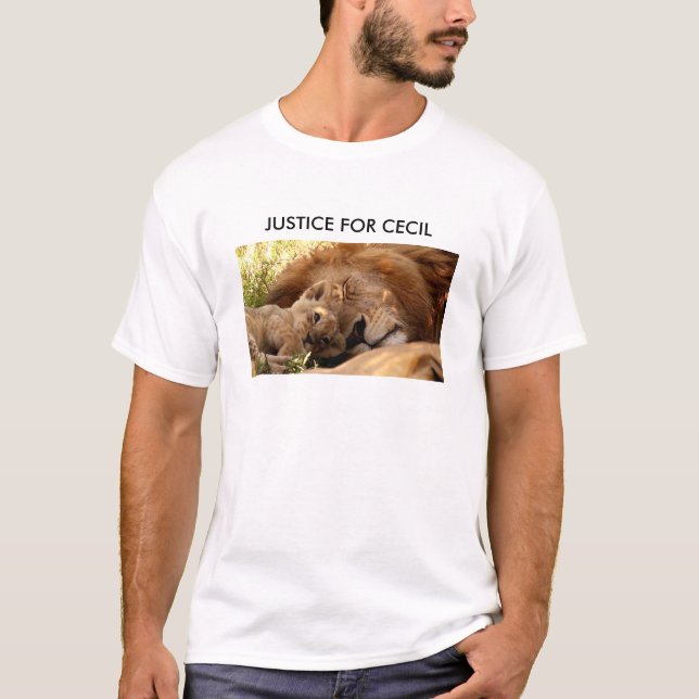 Camiseta Justicia para Cecil el León con su Cubo (Anverso)