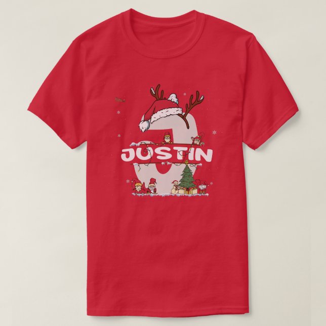 Camiseta Justin Christmasw Justin Name para divertidas navi (Diseño del anverso)