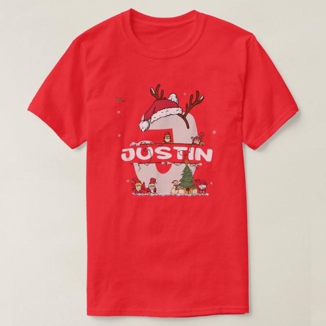Camiseta Justin Navidades con Justin Name para navidades di (Diseño del anverso)