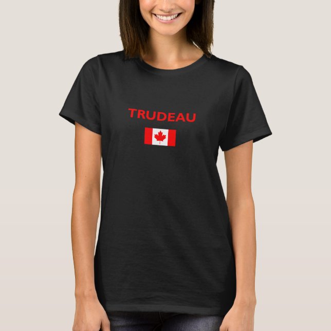 Camiseta Justin Trudeau Canadá Bandera canadiense oscura (Anverso)