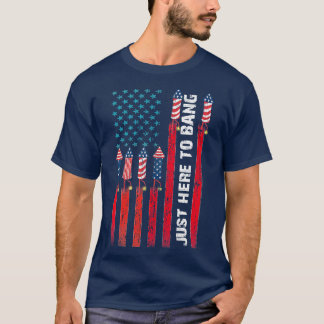 Camiseta Justo aquí para Bang American Flag fuegos artifici