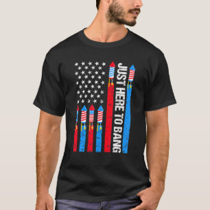 Camiseta Justo Aquí Para Bang American Flag Fuegos artifici