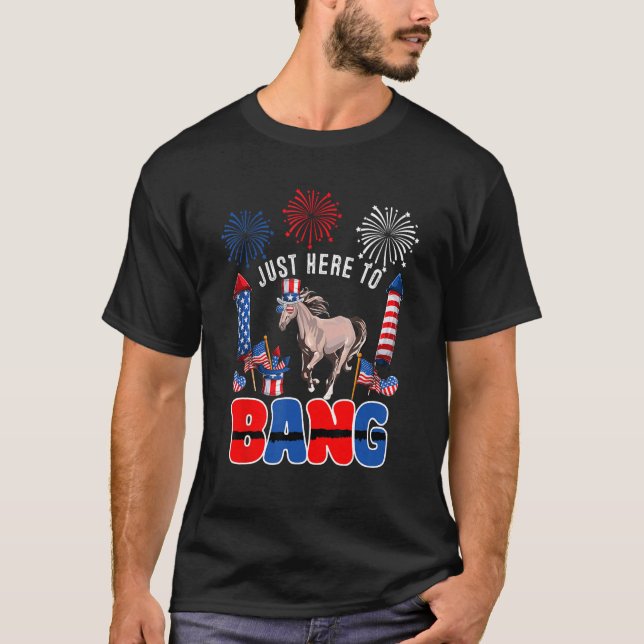 Camiseta Justo Aquí Para Bang Caballos De Sol Bandera Ameri (Anverso)