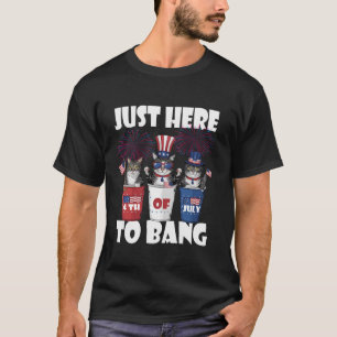 Camiseta Justo Aquí Para Bang USA Flag Funny Cat 4 De Julio