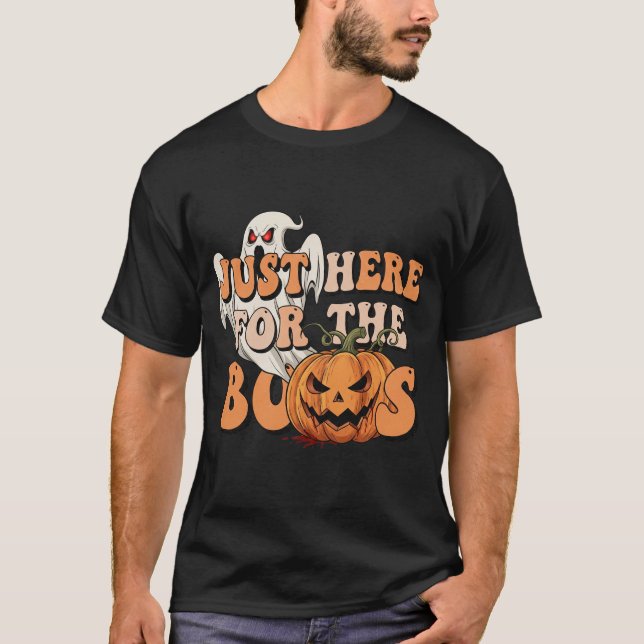 Camiseta Justo aquí para la divertida Halloween 2 de BOOS (Anverso)