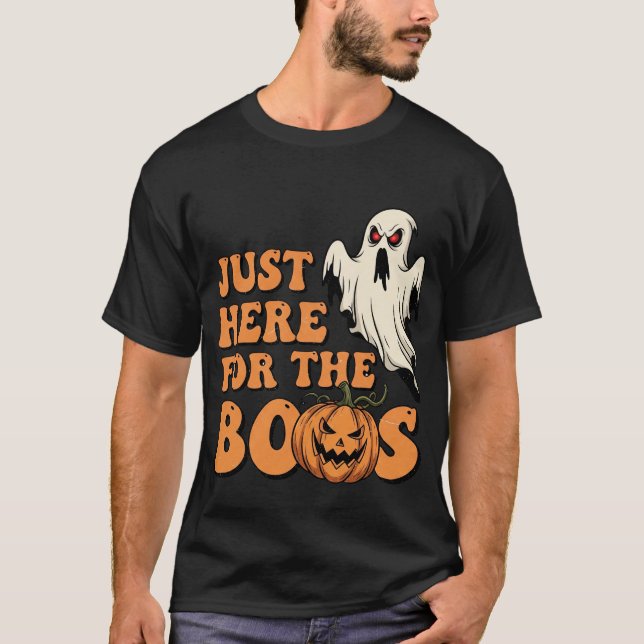 Camiseta Justo aquí para la divertida Halloween 4 de BOOS (Anverso)