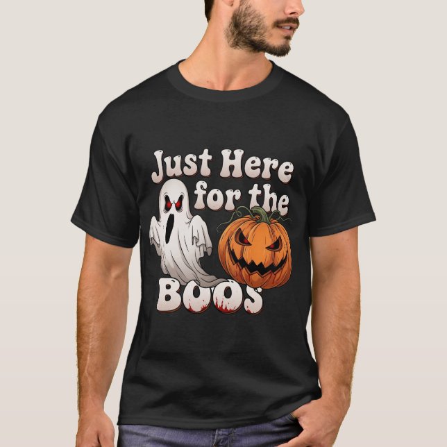 Camiseta Justo aquí para la divertida Halloween de BOOS (Anverso)