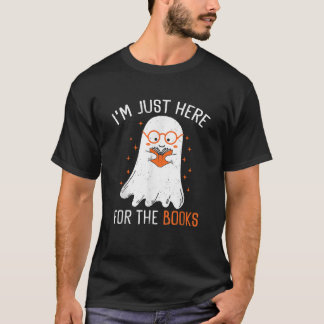 Camiseta Justo Aquí Para Los Libros Cute Fantasma Leyendo H