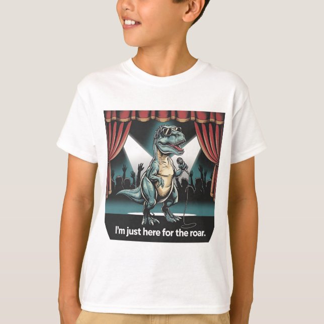 Camiseta Justo aquí por el rugido - Dinosaurio retro (Anverso)