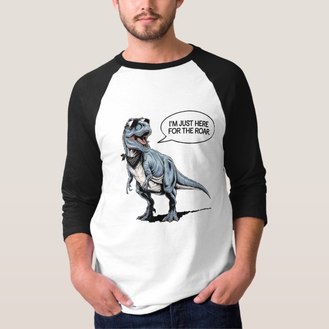 Camiseta Justo aquí por el rugido - Dinosaurio retro (Anverso)
