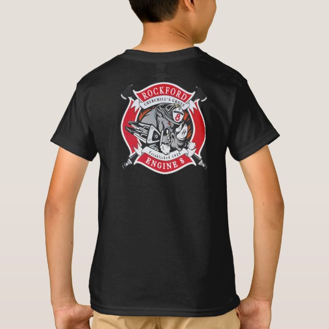 Camiseta juvenil con logotipo grande del motor 8 (Reverso)