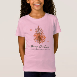 Camiseta juvenil de árbol de Navidad rosa