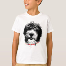 Camiseta juvenil de Sheepadoodle, inicial personal