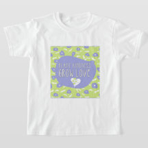 Camiseta juvenil floral azul y verde
