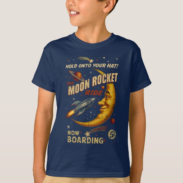 Camiseta juvenil Moon Rocket Ride (Armada) (Anverso)