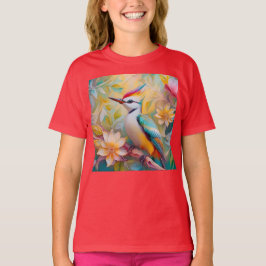 Camiseta Juvenil Rainbow Woodpecefer Fantasy Bird