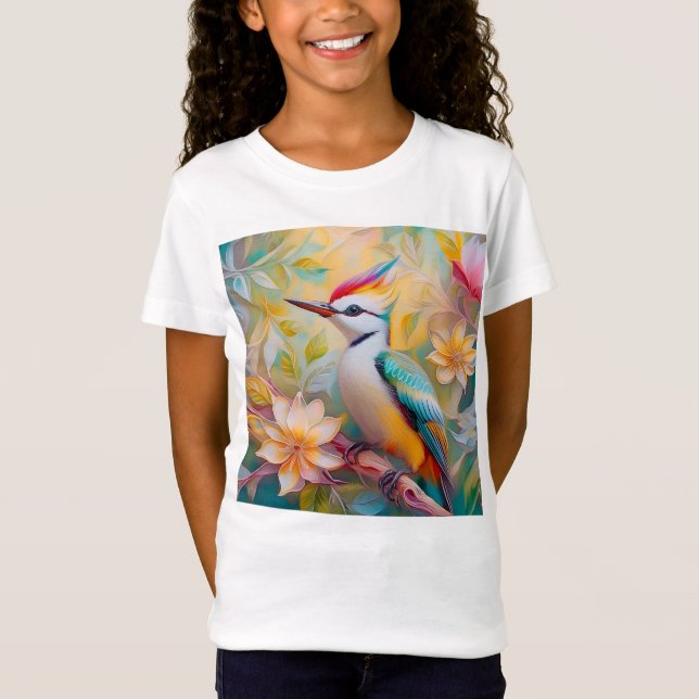 Camiseta Juvenil Rainbow Woodpecefer Fantasy Bird (Anverso)
