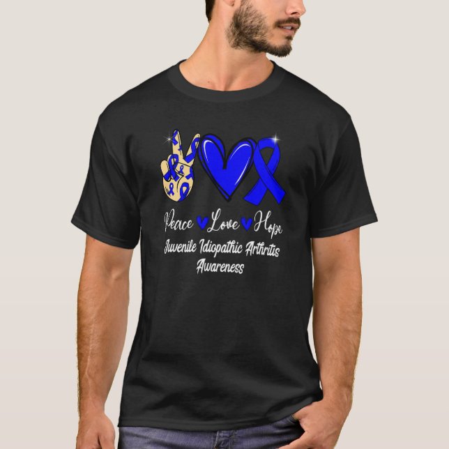 Camiseta Juvenile Idiopathic Arthritis Peace Love Hope Blue (Anverso)