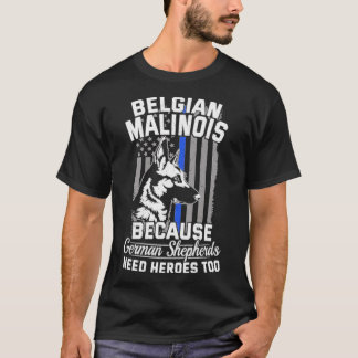 Camiseta K9 Delgada Línea Azul Bandera Policía Perro Malino