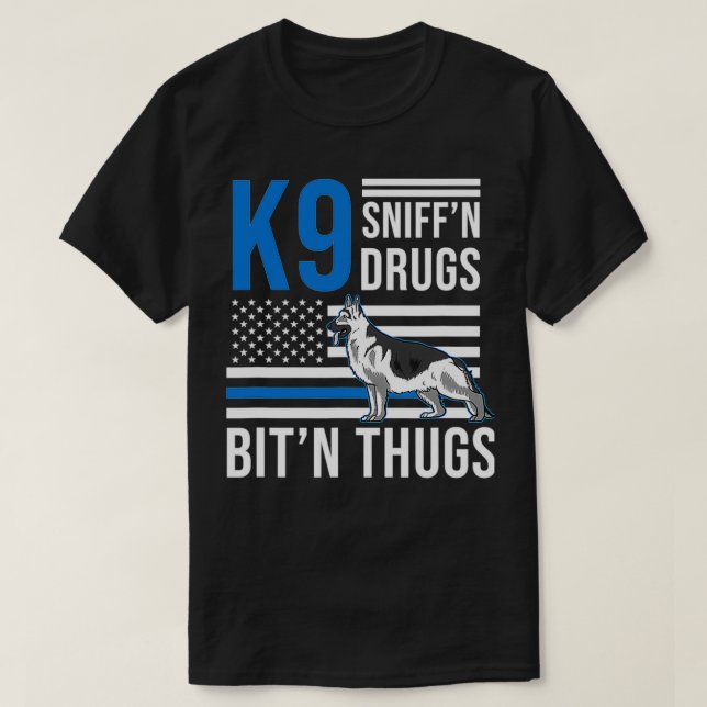 Camiseta K9 Delgada Línea Azul Pastor de Policía Alemana Pe (Diseño del anverso)