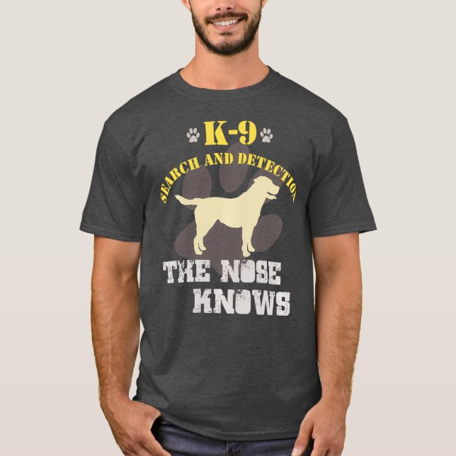 Camiseta K9 Detección de perro Labrador recuperador de Snif (Anverso)