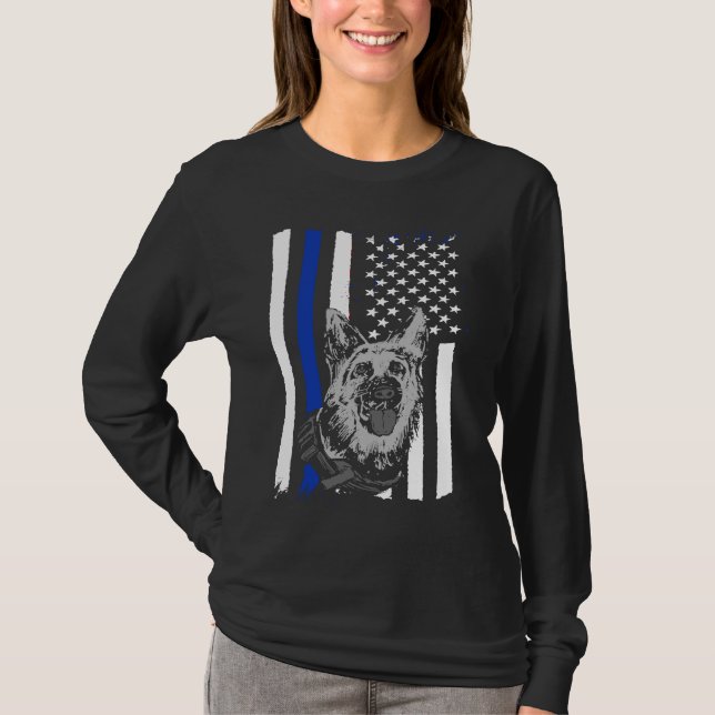 Camiseta K9 Police Officer Blue Line  K9 Police Dog Graphic (Anverso)
