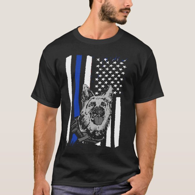 Camiseta K9 Police Officer Blue Line  K9 Police Dog Graphic (Anverso)