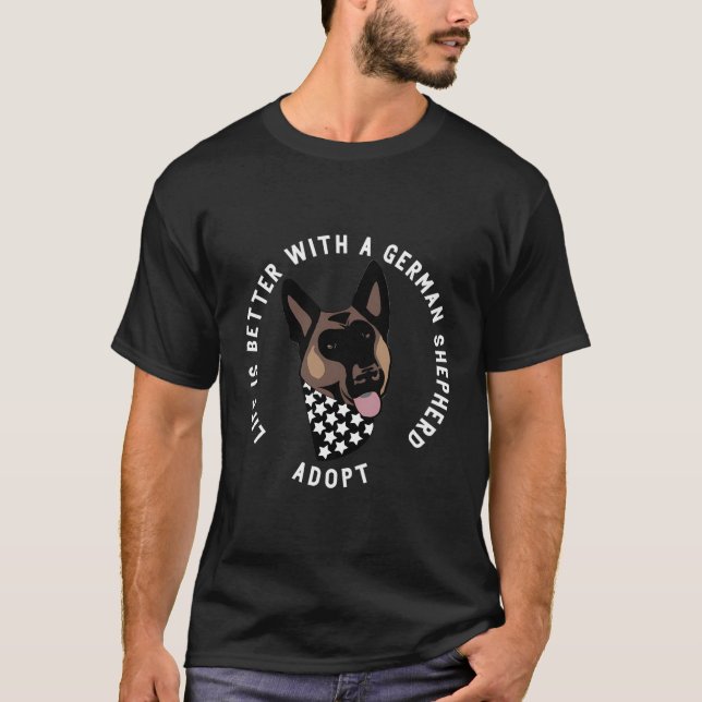 Camiseta K9 Servicios Rescate de Pastor Alemán (Anverso)