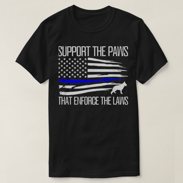 Camiseta K9 Unidad de policía Perro delgado Línea Azul (Diseño del anverso)