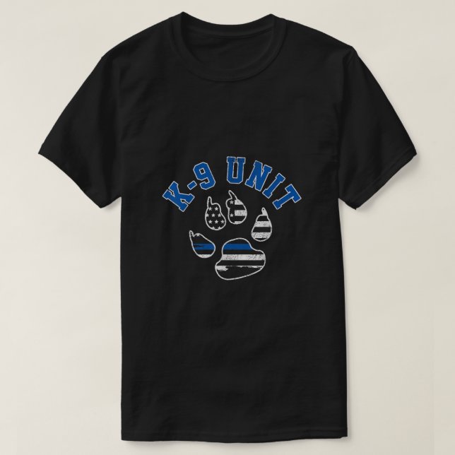 Camiseta K9 Unidad delgada Línea Azul Bandera de garra de p (Diseño del anverso)