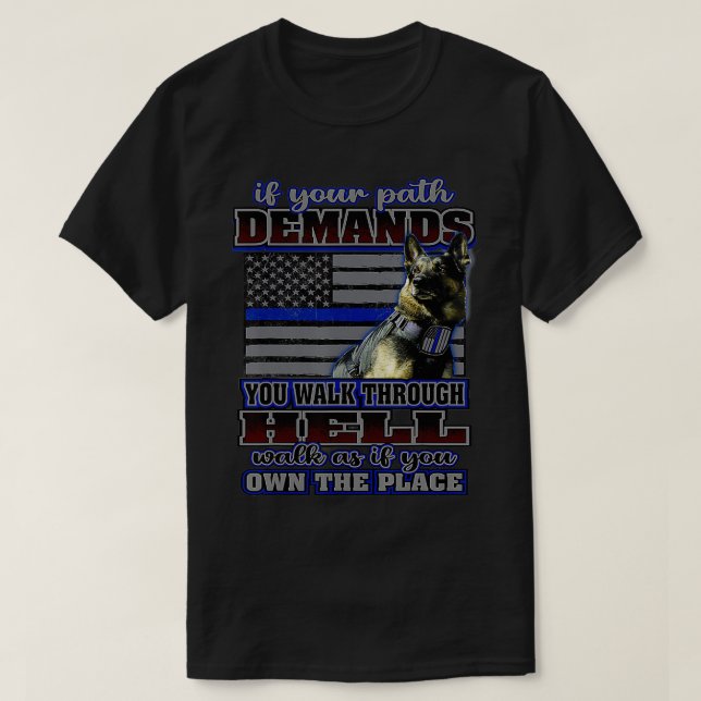 Camiseta K 9 Manipulador de policía de traje de perro delga (Diseño del anverso)