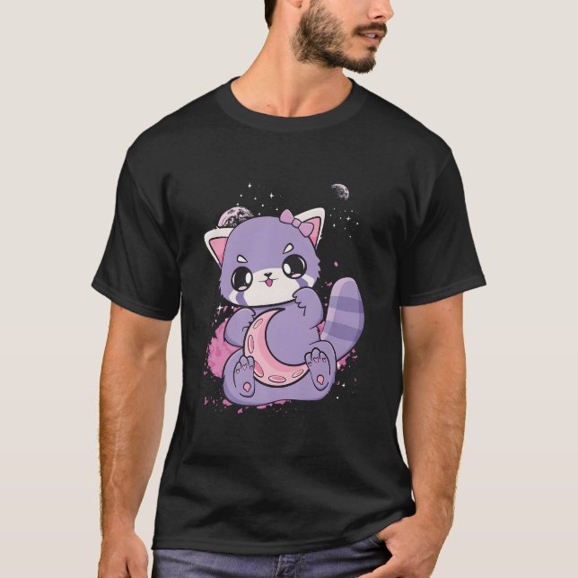 Camiseta K Decora Fairy Kei Red Panda Moon Otaku Anime Nugo (Anverso)