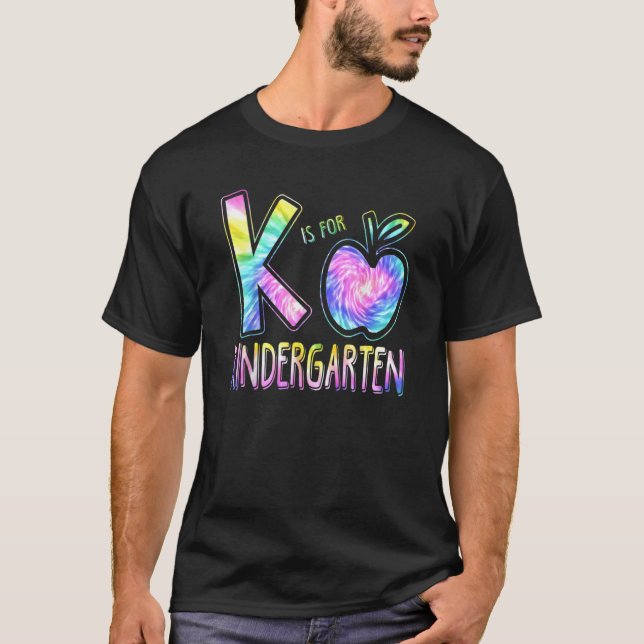 Camiseta K Es Para El Docente De Jardín De Niños, Tie Dye D (Anverso)