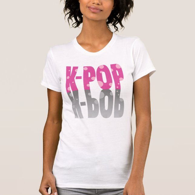 Camiseta K-Pop con puntos y sombra en rosa (Anverso)