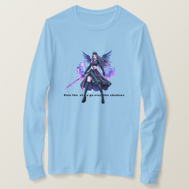 Camiseta K-Pop Demon Queen – Neon Idol Warrior (Anverso del diseño)