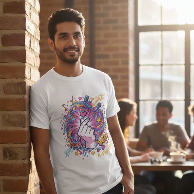 Camiseta K-Pop Finger Heart Pop Art Design T-Shirt (Subido por el creador)