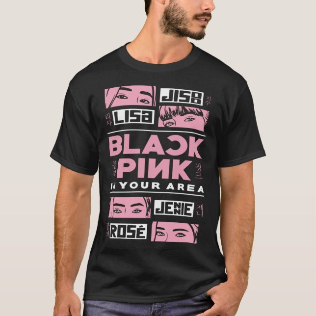 Camiseta K pop Korean Pop Fashion Black Pink Korea K pop (Anverso)