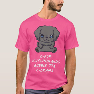 Camiseta K-Pop Newfoundlands Bubble Tea K-Drama Perro Kawai