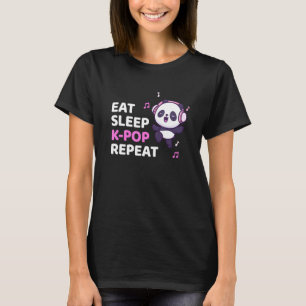 Camiseta K Pop Panda Come Duerme Kpop Repite