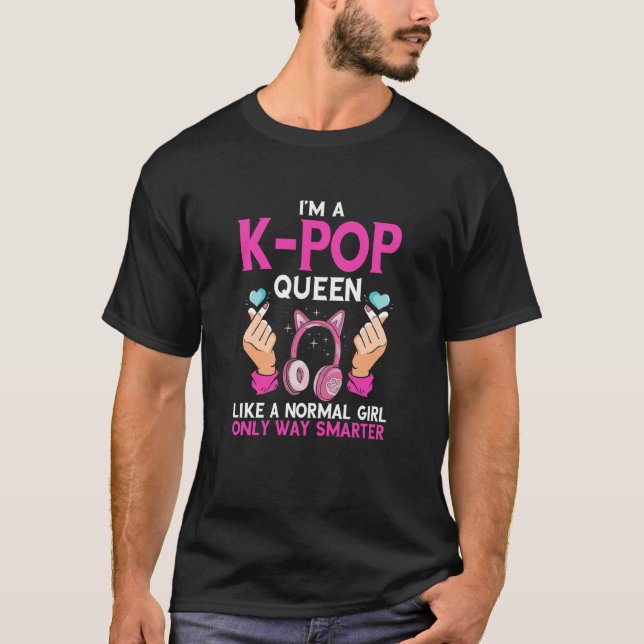 Camiseta K Pop Queen Heart Korean Music Headphone K Pop Mus (Anverso)
