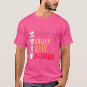 Camiseta K-Pop Ramen Boba K-Drama Corazón Coreano de Música