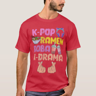 Camiseta K-Pop Ramen Boba K-Drama Corazón del Dedo de la Mú