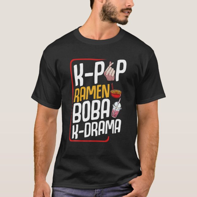 Camiseta K-Pop Ramen Boba K-Drama Hangul Oppa Idol Soba Bub (Anverso)