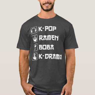 Camiseta K-Pop Ramen Bubble Tea Boba K-Drama Coreano Pop Mu