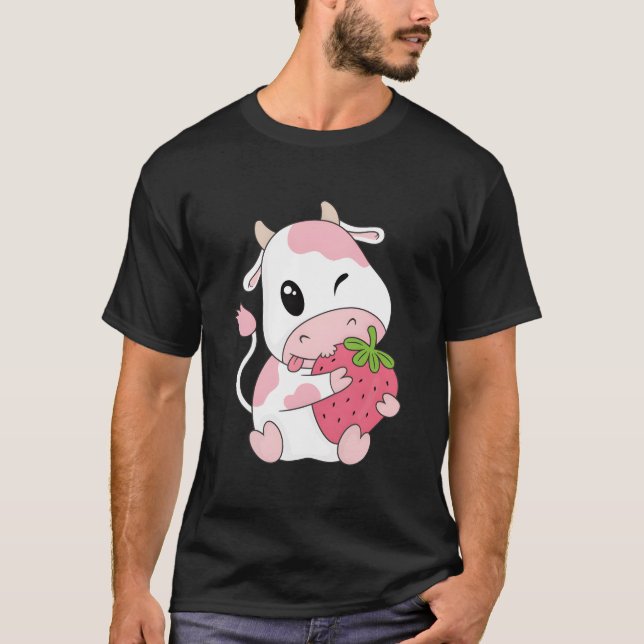 Camiseta K Strawberry Cow Print Kawaii Animal (Anverso)